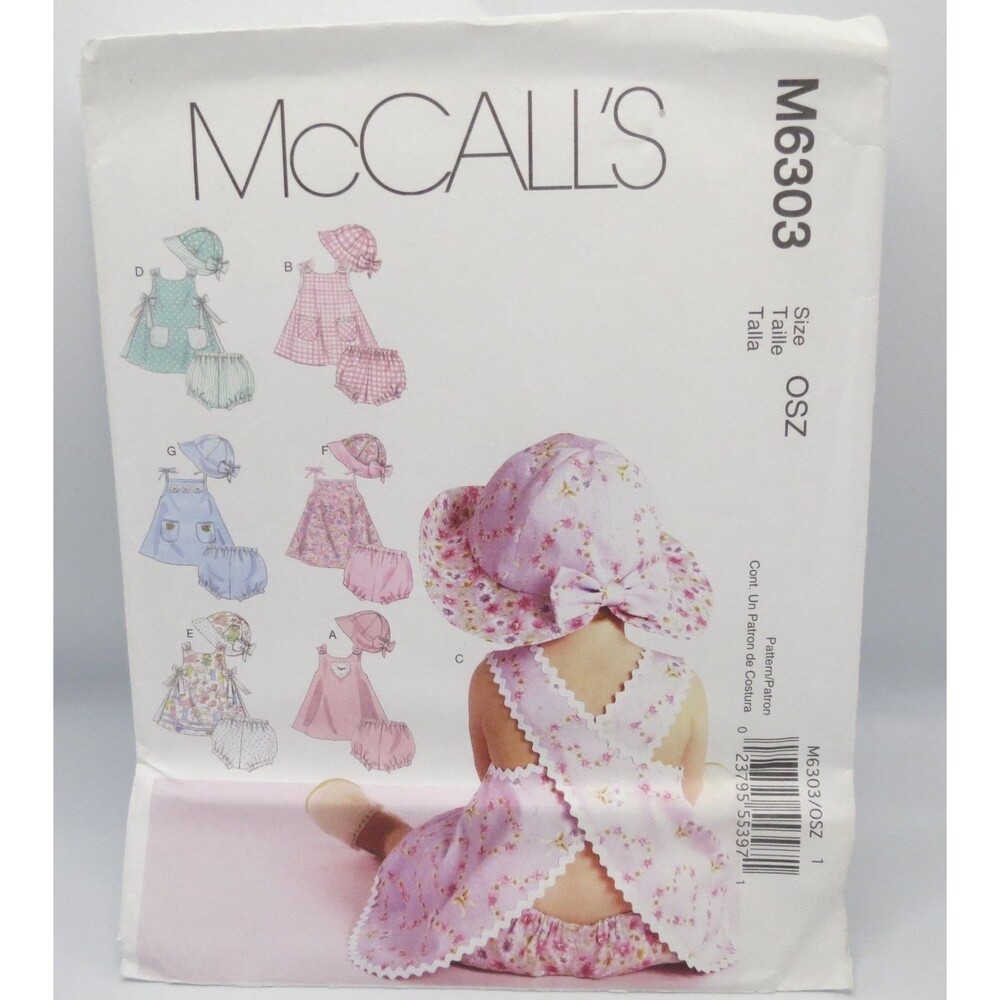 McCall's M6303 Infant Dresses Panties Hat OSZ Modern Baby Clothes Sewing Pattern